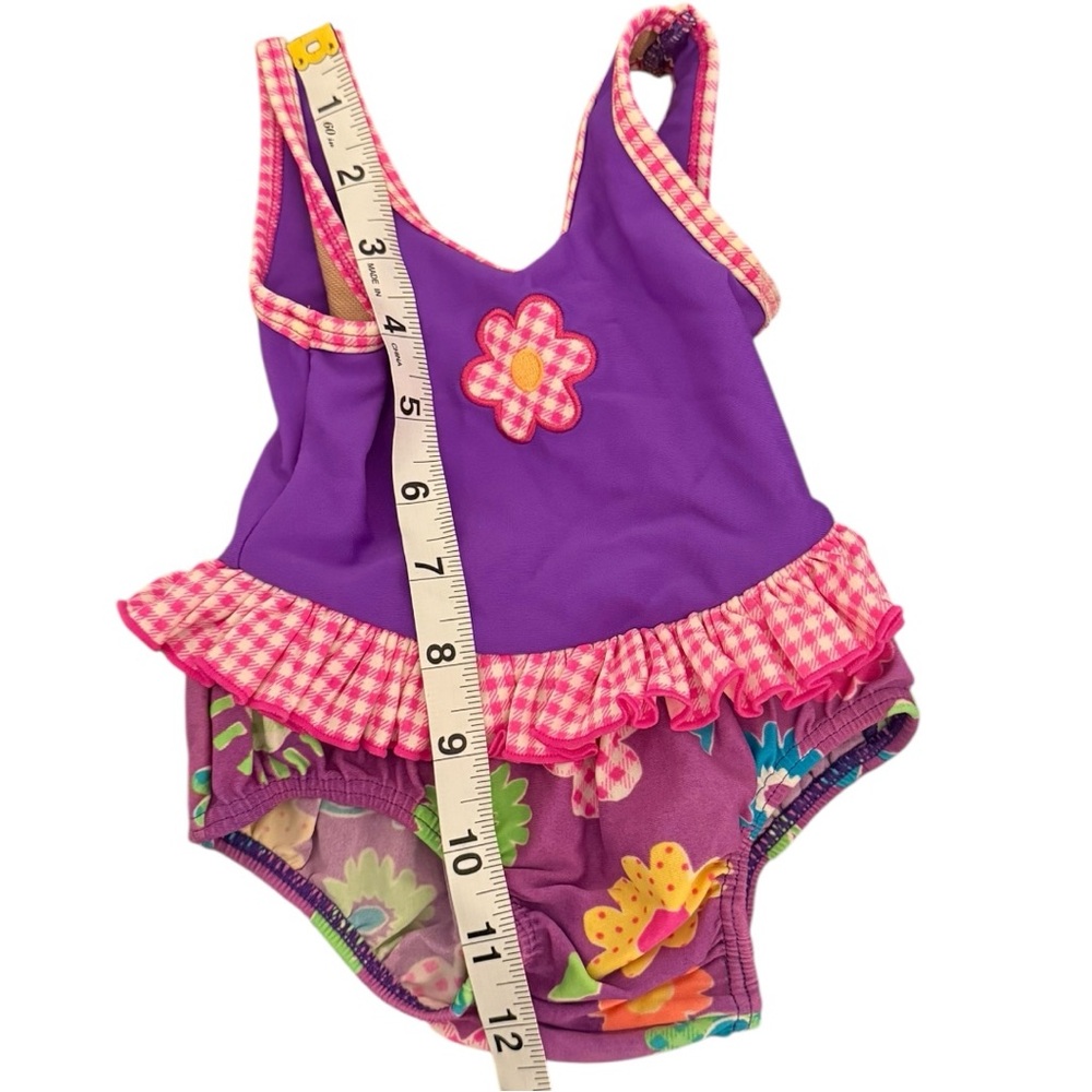 Vintage Gymboree Rainbow Tag Baby Girl Purple Floral Ruffle Swimsuit 3–6M - Picture 7 of 7